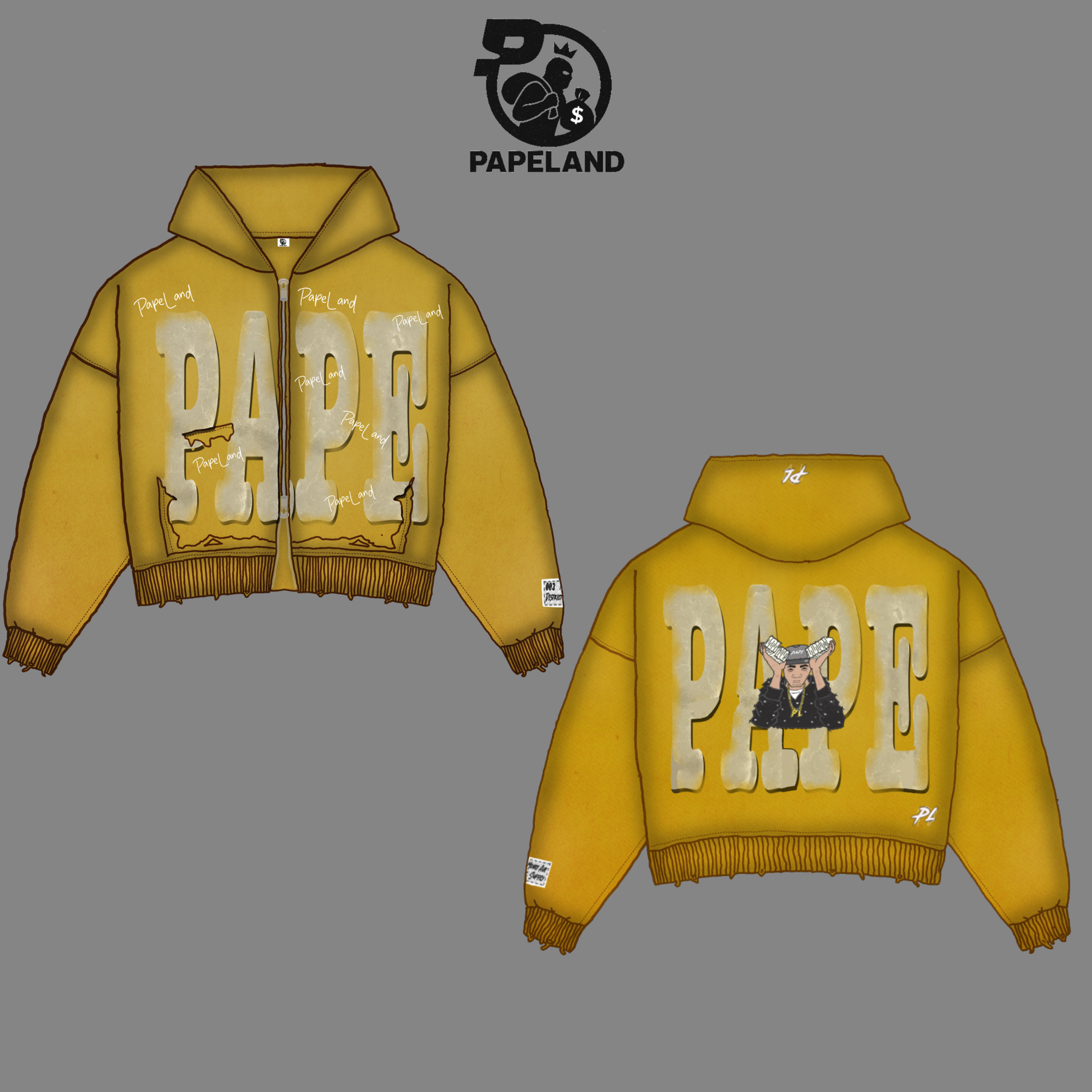 Yellow pape zipper