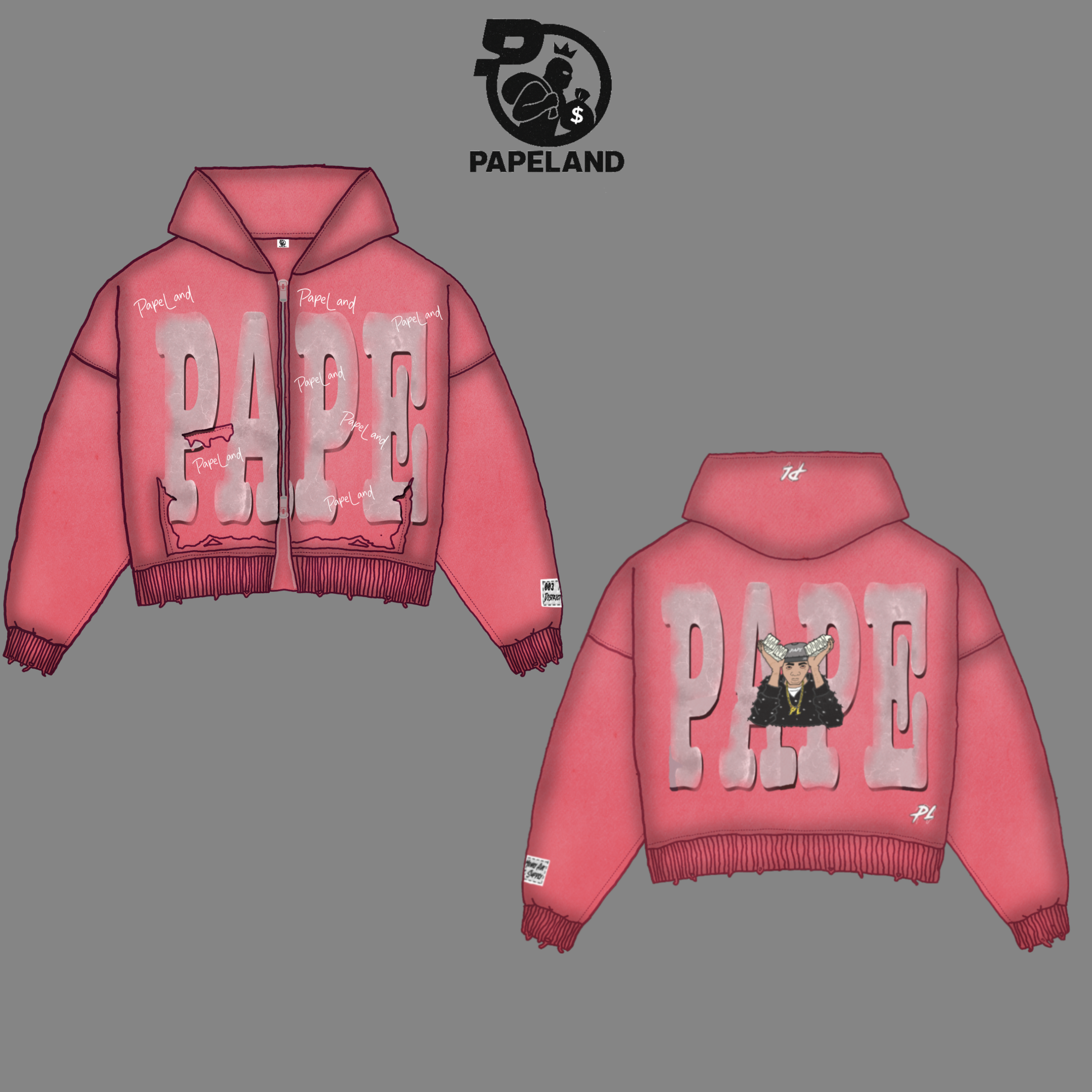 Pink Pape zipper