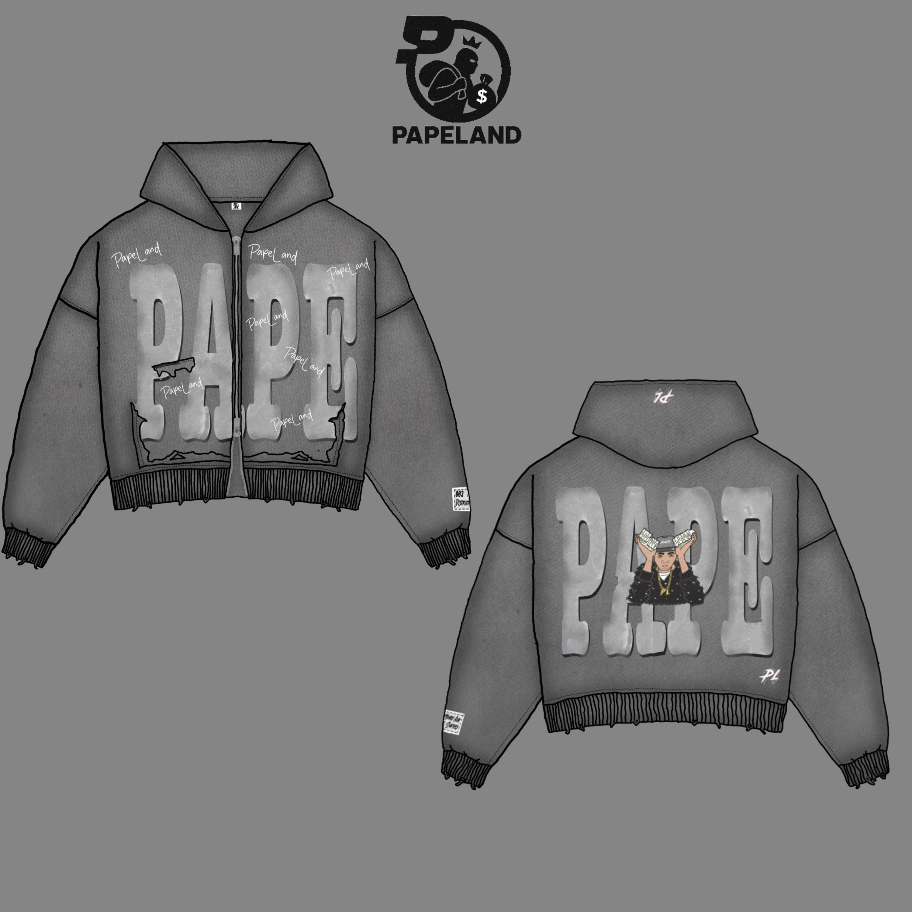 Grey Pape zipper